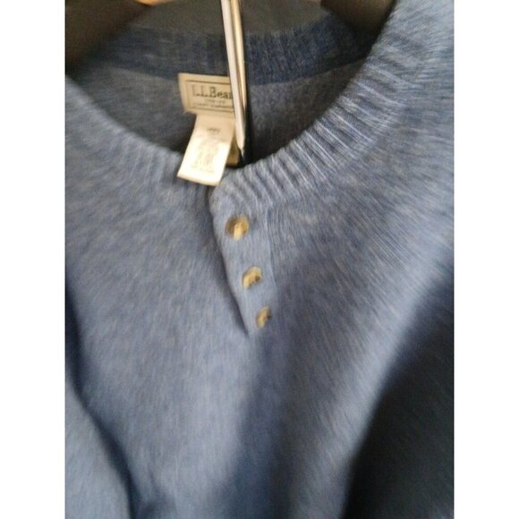 LL Bean Sweater Mens Large Blue Ragg Lambs Wool Henley Pullover Knit Outdoor - Picture 2 of 8